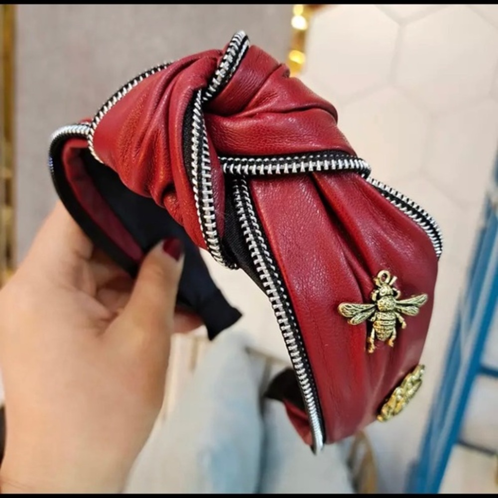 Zipper red headband gold bumblebee fashion decor